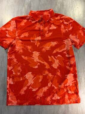 Birdie Bound Men's Red Abstract Camo Golf Polo Shirt Size M